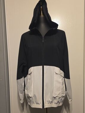 Black and White Hooded Zip Jacket